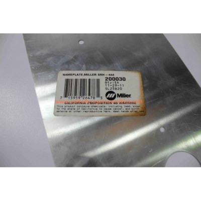 Miller Electric SRH-444 Nameplate 200030