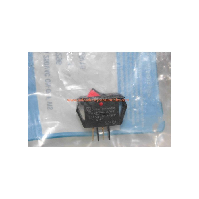 Miller Switch Rocker Spst 15A 250Vac On-Off Visi Red Rock 267296