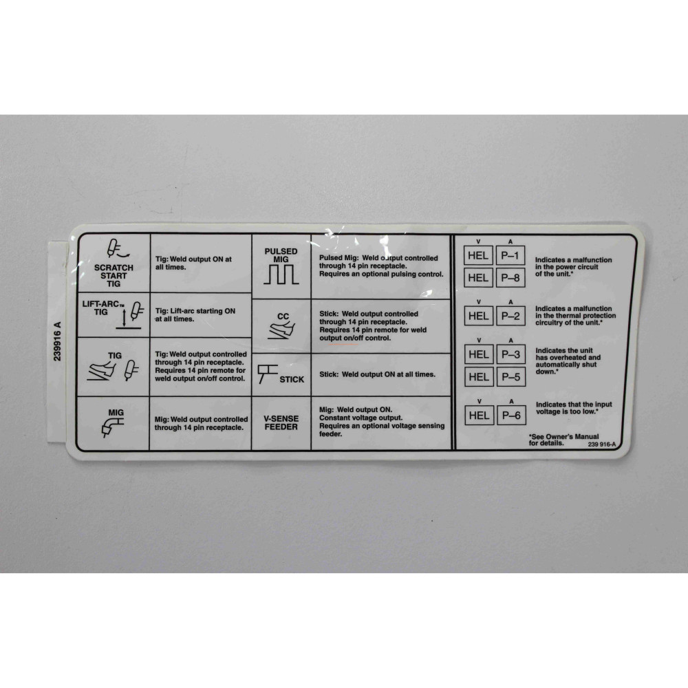 Miller 239916 Label Process XMT 350 Auto-Line