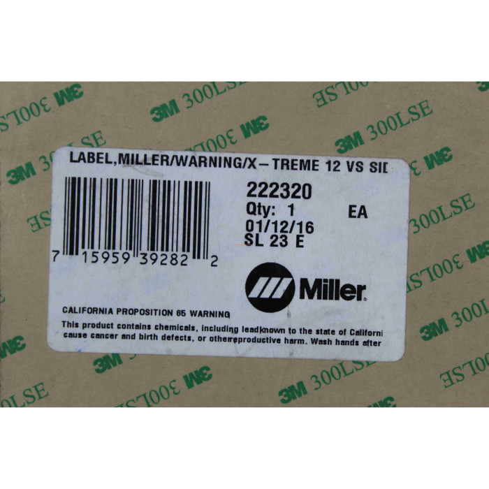 Label Miller/Warning/X-treme 12VS Side Miller 222320